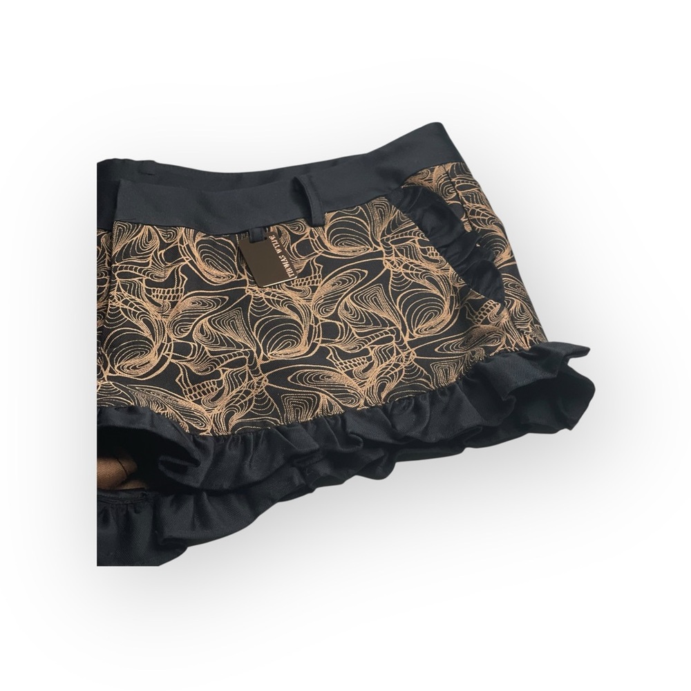 new Thomas Wylde ๐ฃ Luxe Naughty Ruffled Shorts ๐ฃ Black + Rose Gold Print ๐ฃ 4 ๐ฃ - Picture 4 of 16